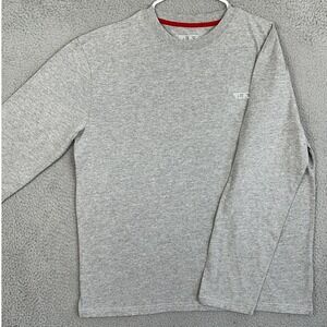TUMI Air India T-Shirt Mens XL Light Grey Crewneck Heather Long Sleeve Tee Logo